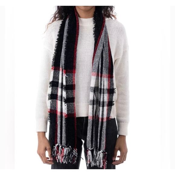 Style & Co Winter Tartan Plaid Chenille Fringe Scarf Rectangle Festive NEW - Picture 1 of 15